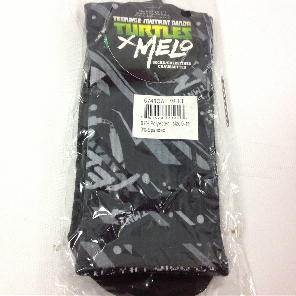 Teenage Turtles Socks Size 9-11 Black